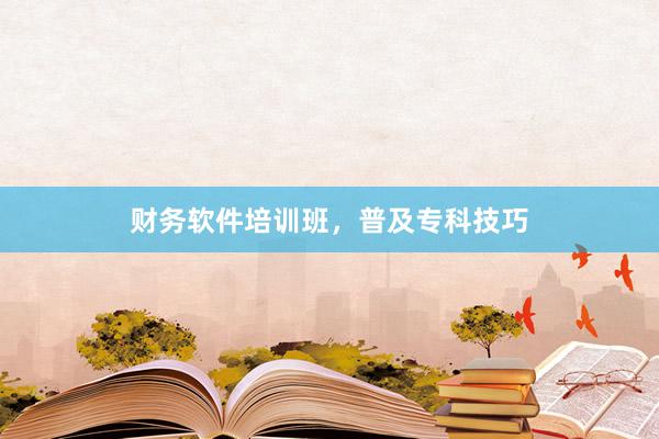 财务软件培训班,普及专科技巧